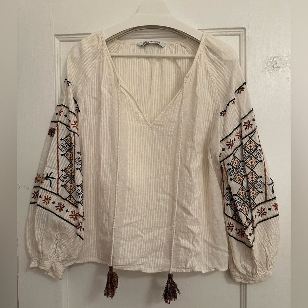 Zara Bohemian Embroidered Top